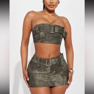 Janisa Gray Faux Leather Tube Top